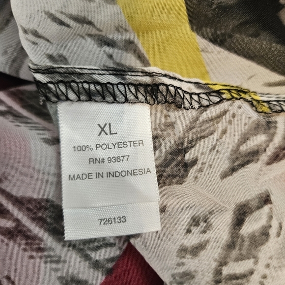 Sold Bisou Bisou Colorful Sheer 90s Abstract Faux Wrap Blouse Size XL Women's - Picture 7 of 9